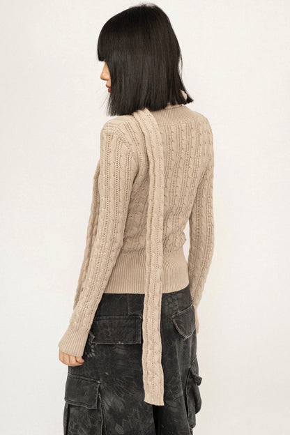 Black Ribbon Knit Top