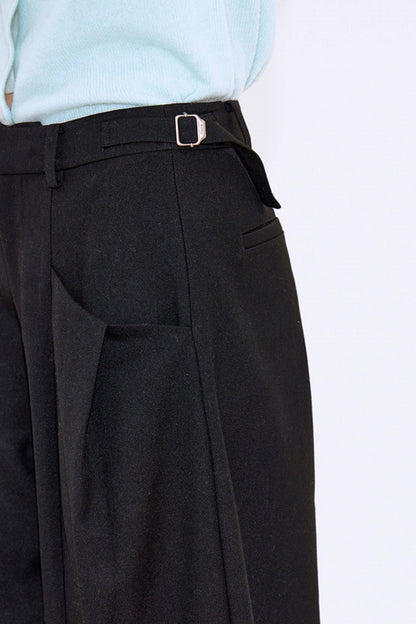 High-End Pleated Black Pants