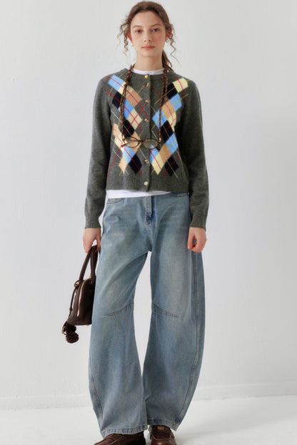 All-Wool Quilted Layering Sweater Cardigan