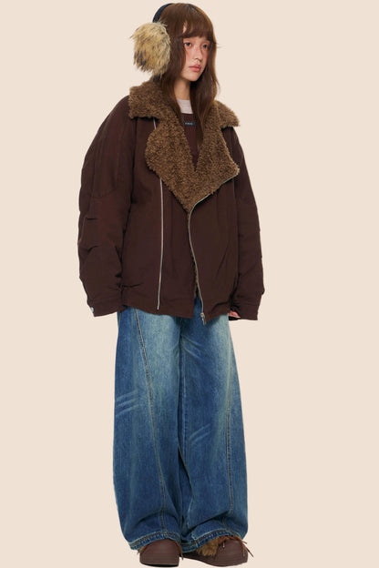 Diagonal Fleece Cotton Jacket