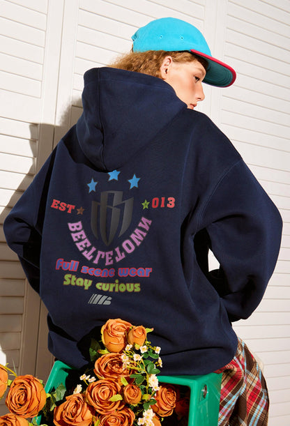 Colorful Letter-Print Hoodie