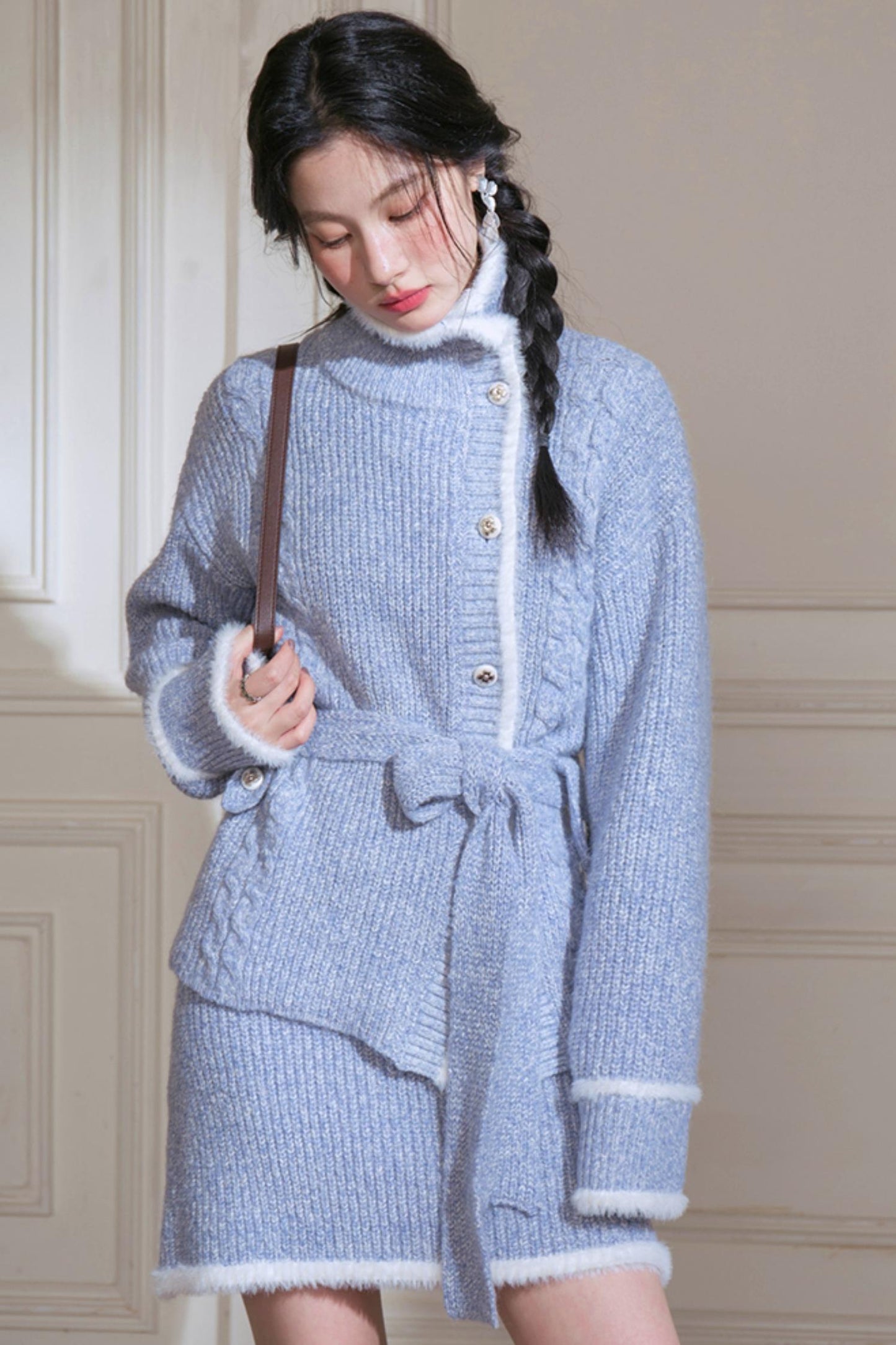 Floral Wool Suit Skirt Set-Up