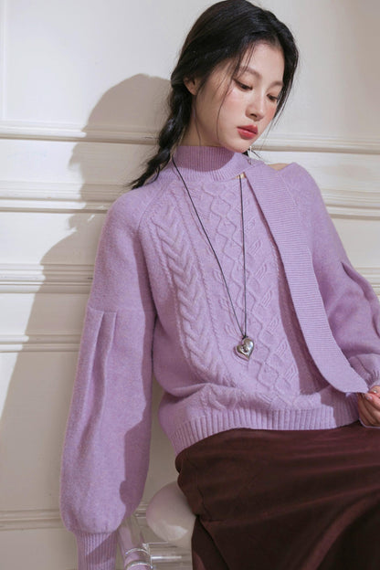 Violet Wool Lantern Sleeve Sweater