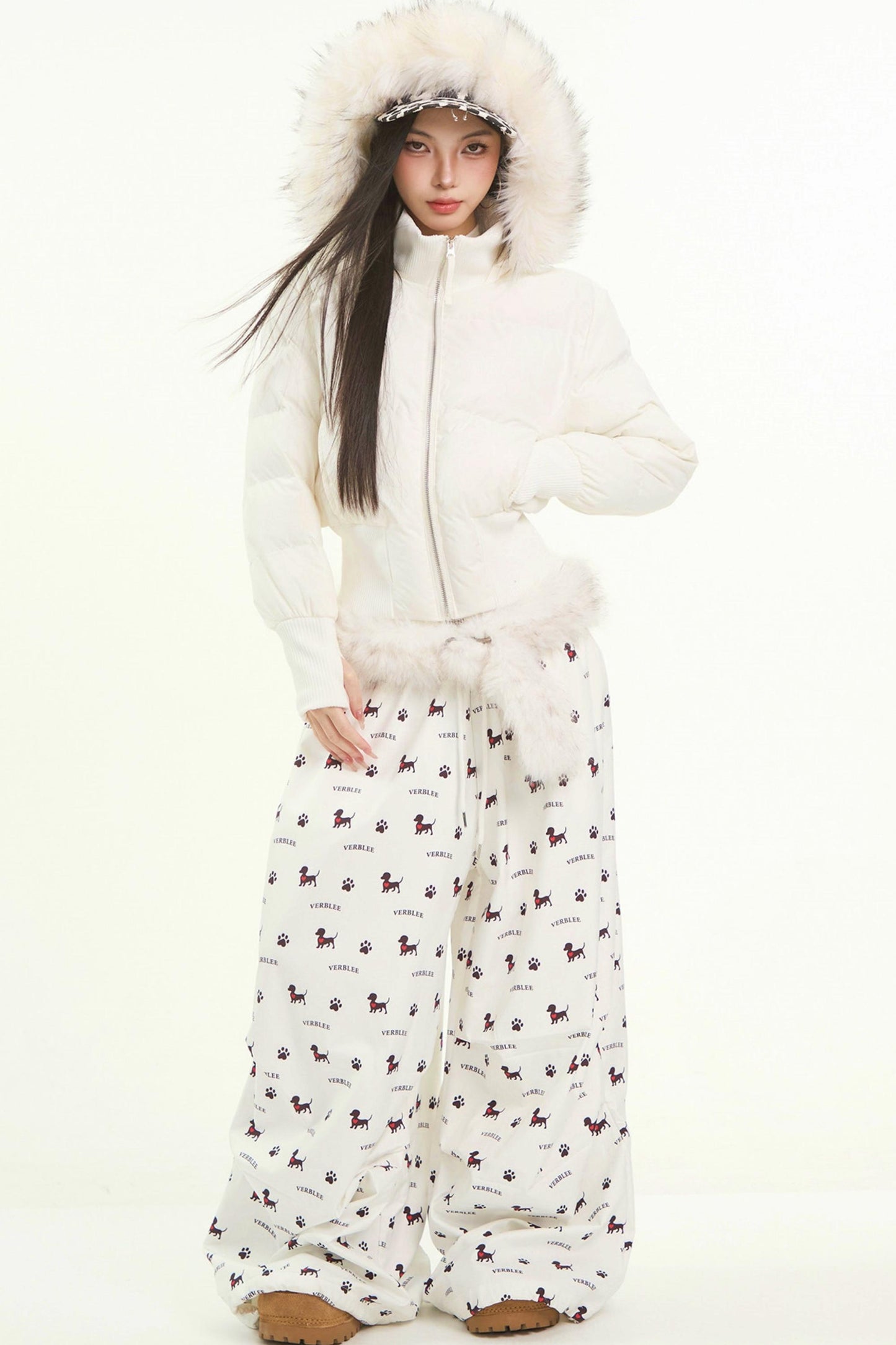 White Fur Collar Cotton Jacket