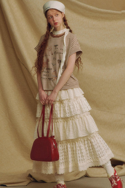 Lace A-Line Layered Skirt