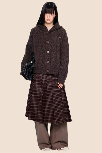 Plaid Rivet Pleated Skirt