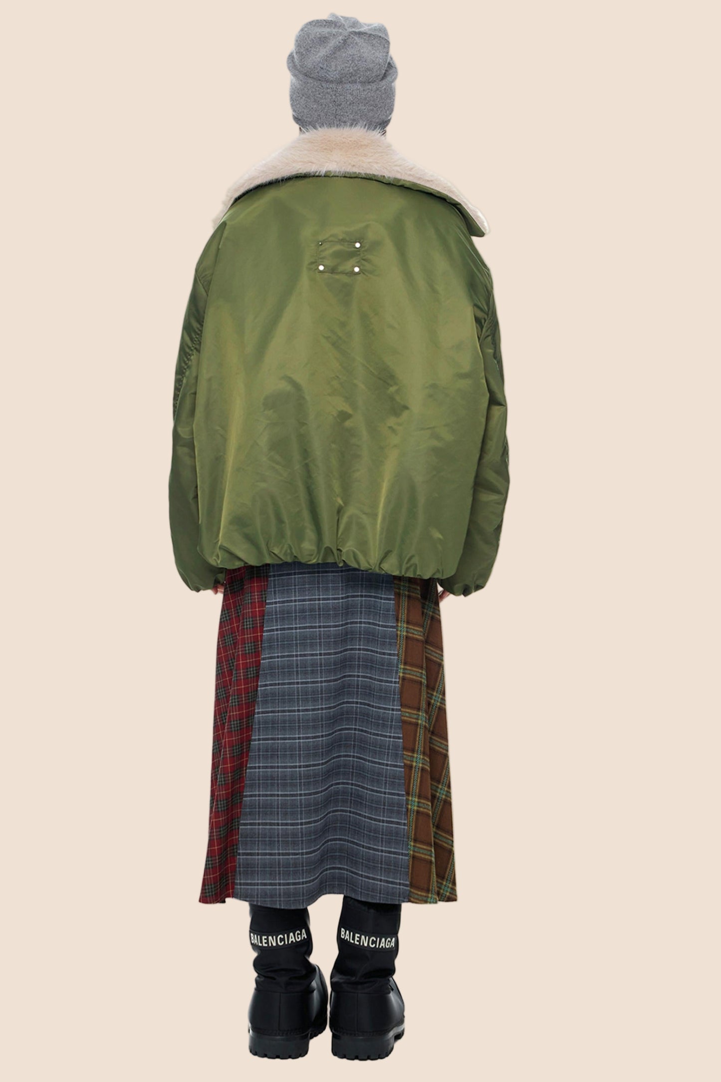 Furry Contrast Lapel Jacket