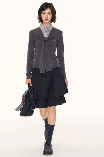 Double-Layer Pleated Skirt