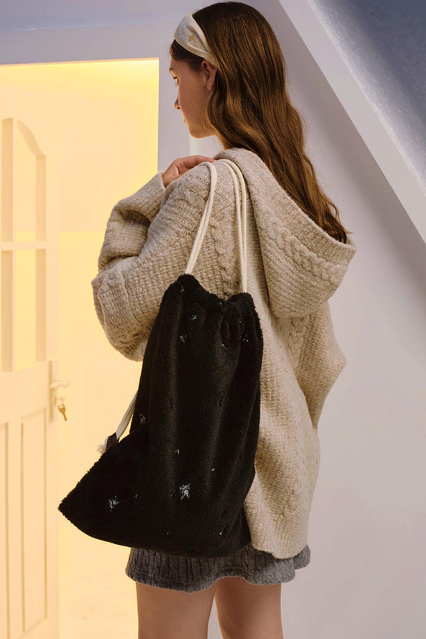 Soft Velvet Floral Backpack