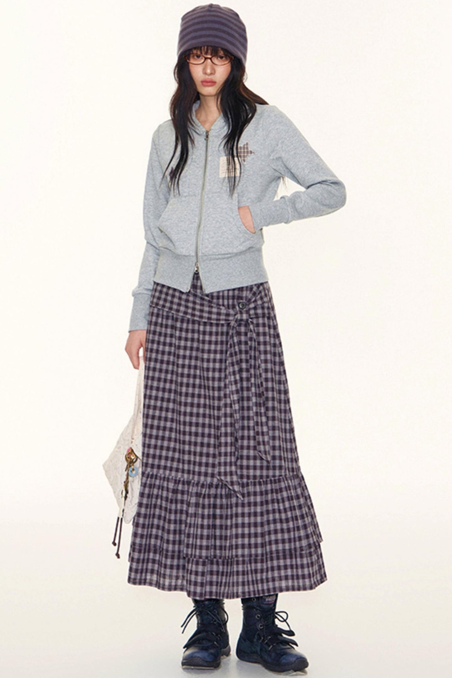 Plaid A-Line Maxi Skirt