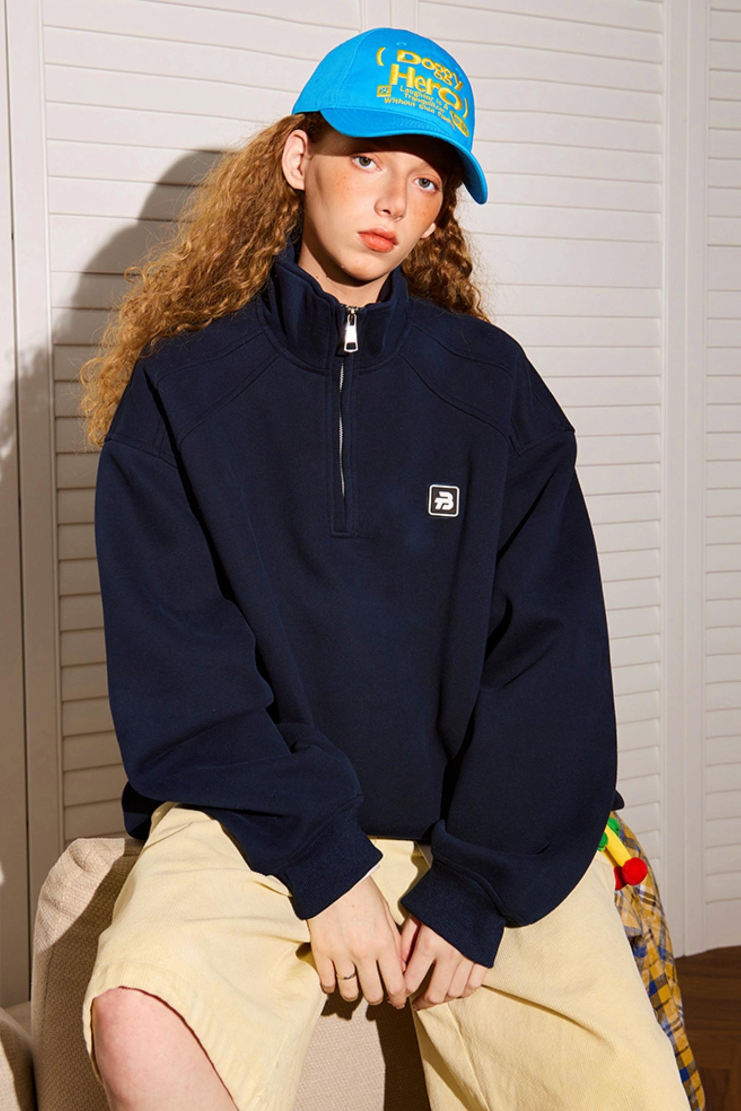 Half-Zipper Stand Collar Polo Sweatshirt