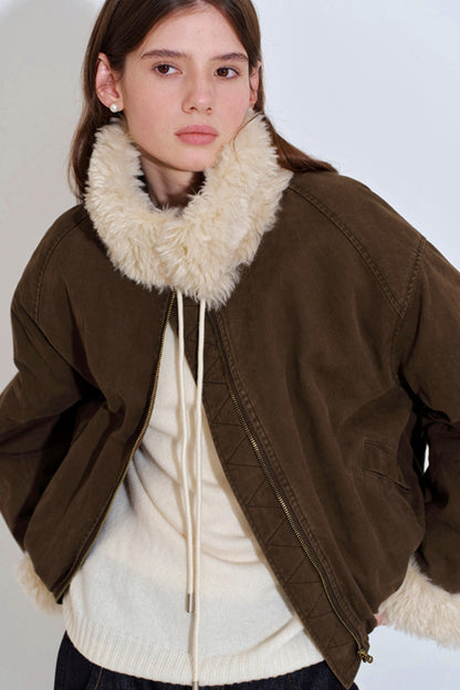 Color-Blocked Floral Cotton Jacket