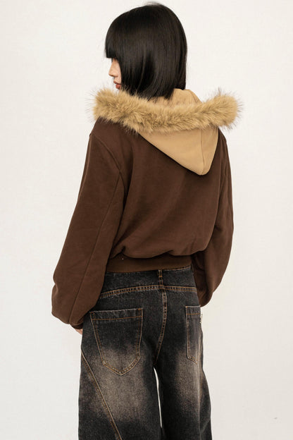 Thickened Stitching Fake Two Sweatshirt Jacket