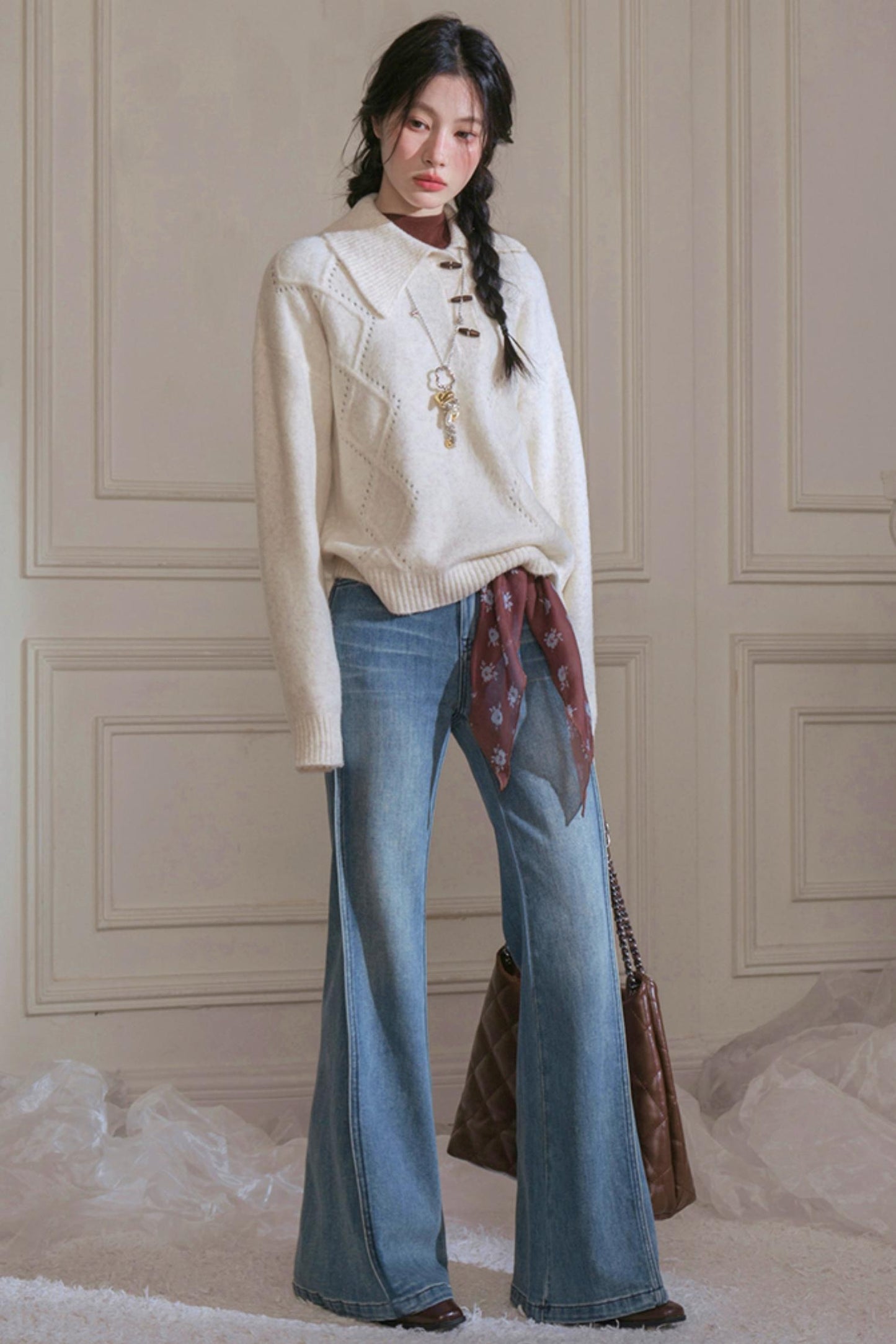 Cream Asymmetrical Sweater