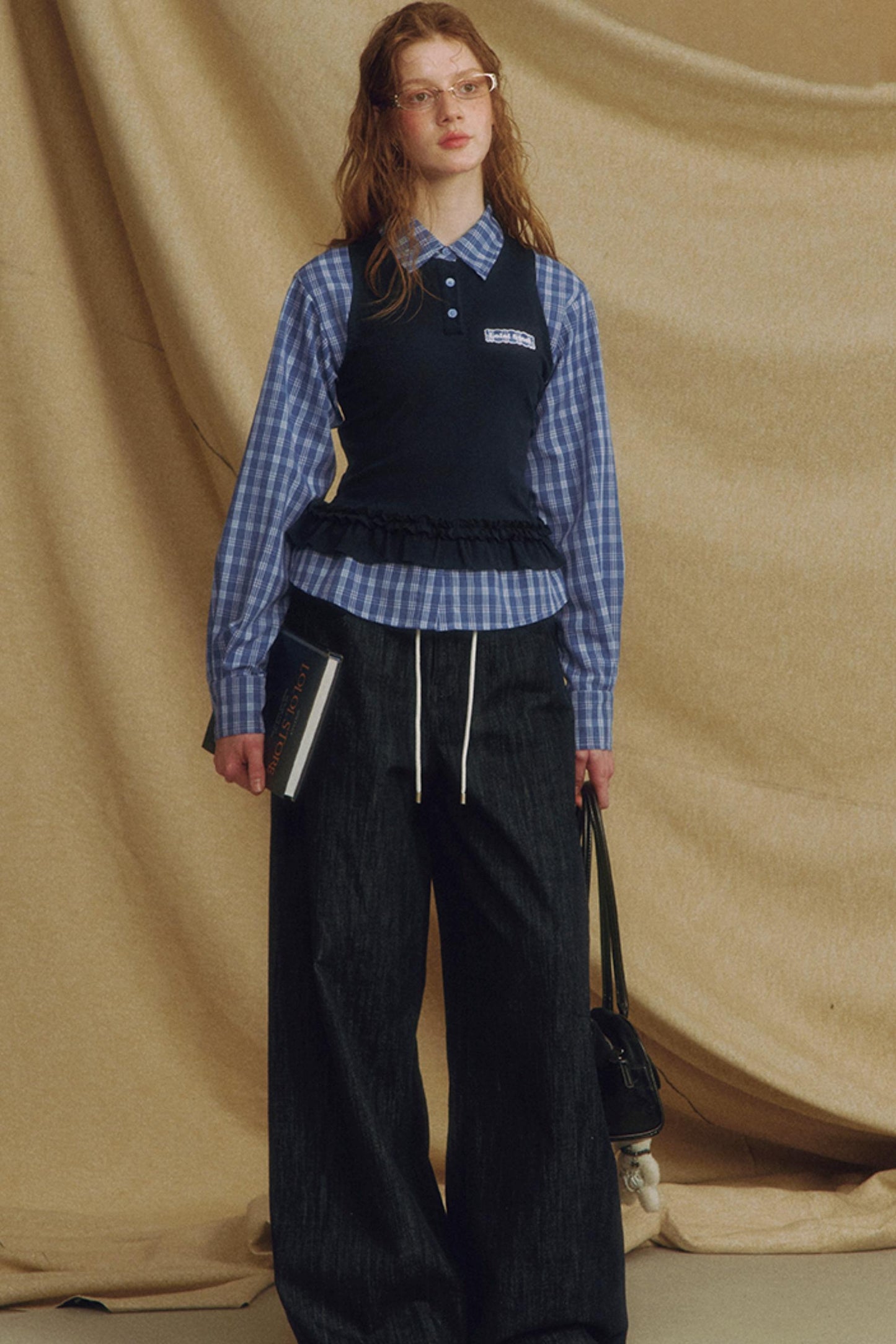 Chic Plaid Lace Layered Top