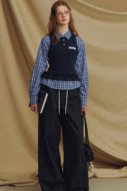 Chic Plaid Lace Layered Top