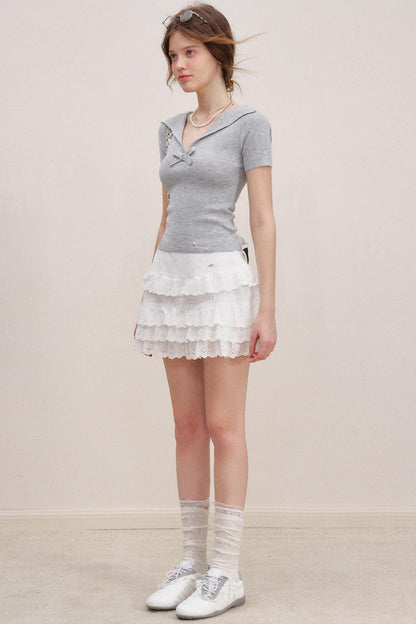 Mulberry Silk Bow Knit Top