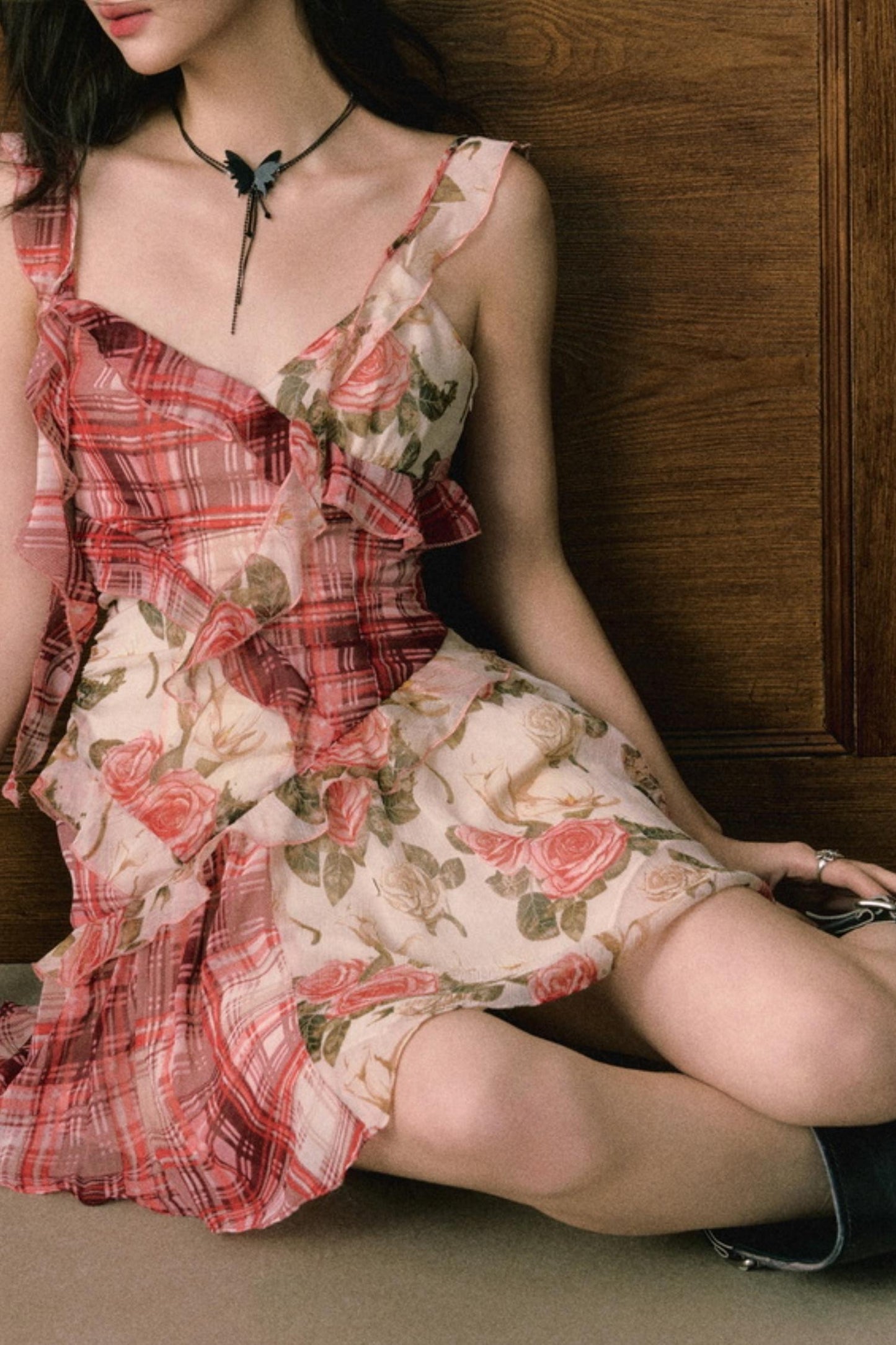 Floral Ruffle Halter Dress