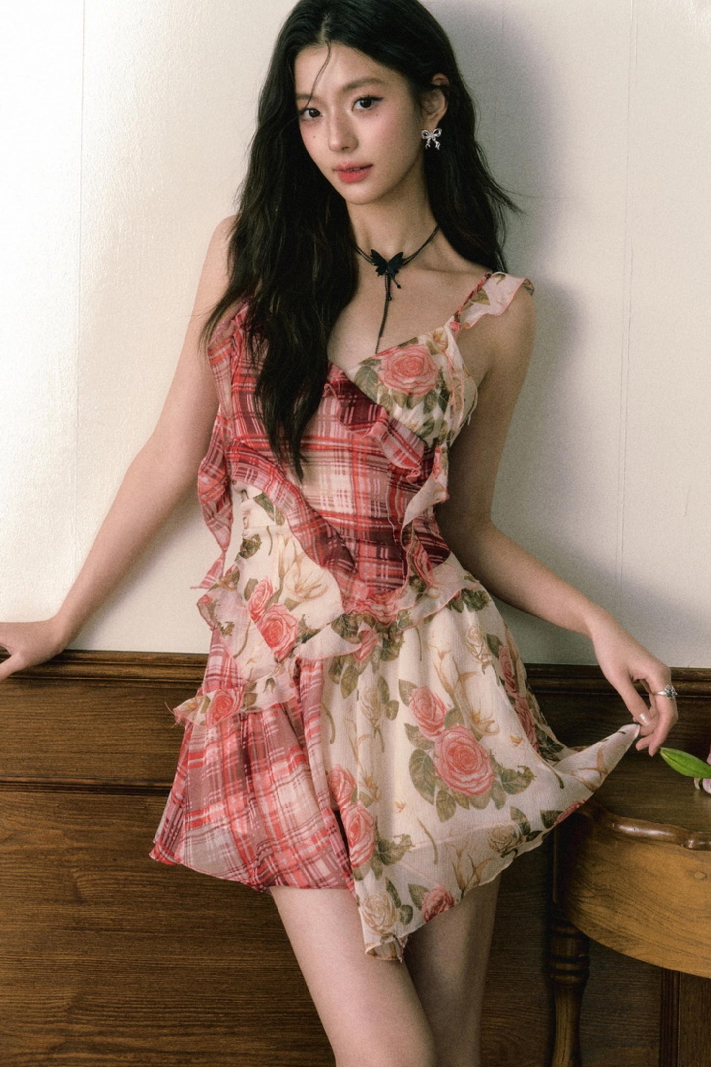 Floral Ruffle Halter Dress