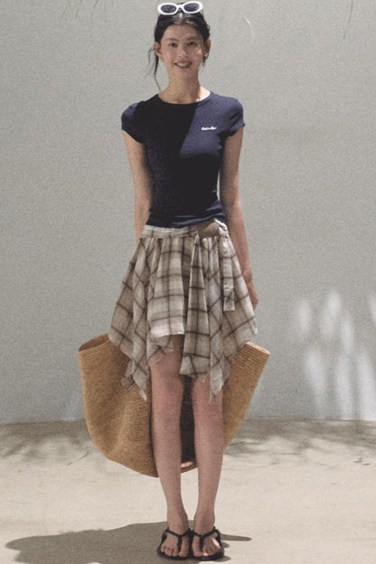 Love Ripple Plaid Skirt