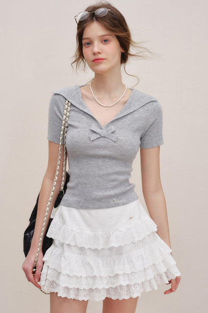 Mulberry Silk Bow Knit Top