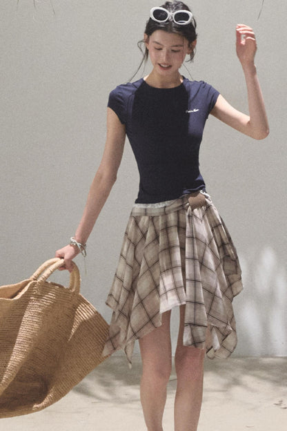 Love Ripple Plaid Skirt