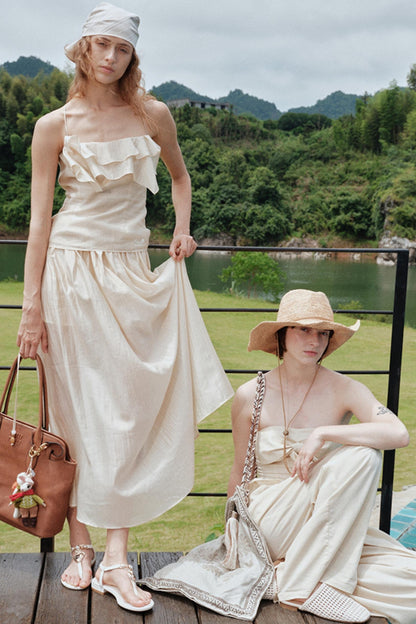 Eternal River Bandeau Top Wide-Leg Trousers Set-Up