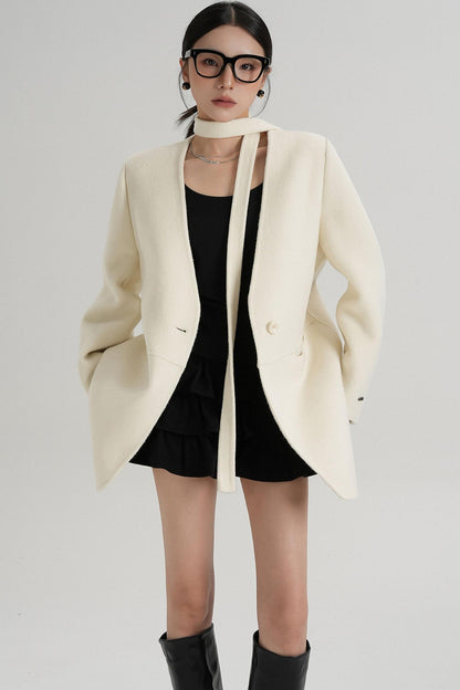 Elegant Mid-Length Wool Suit Coat
