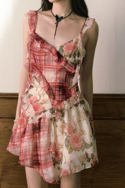 Floral Ruffle Halter Dress