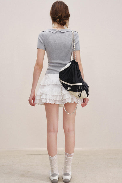 Mulberry Silk Bow Knit Top