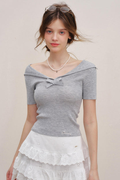 Mulberry Silk Bow Knit Top