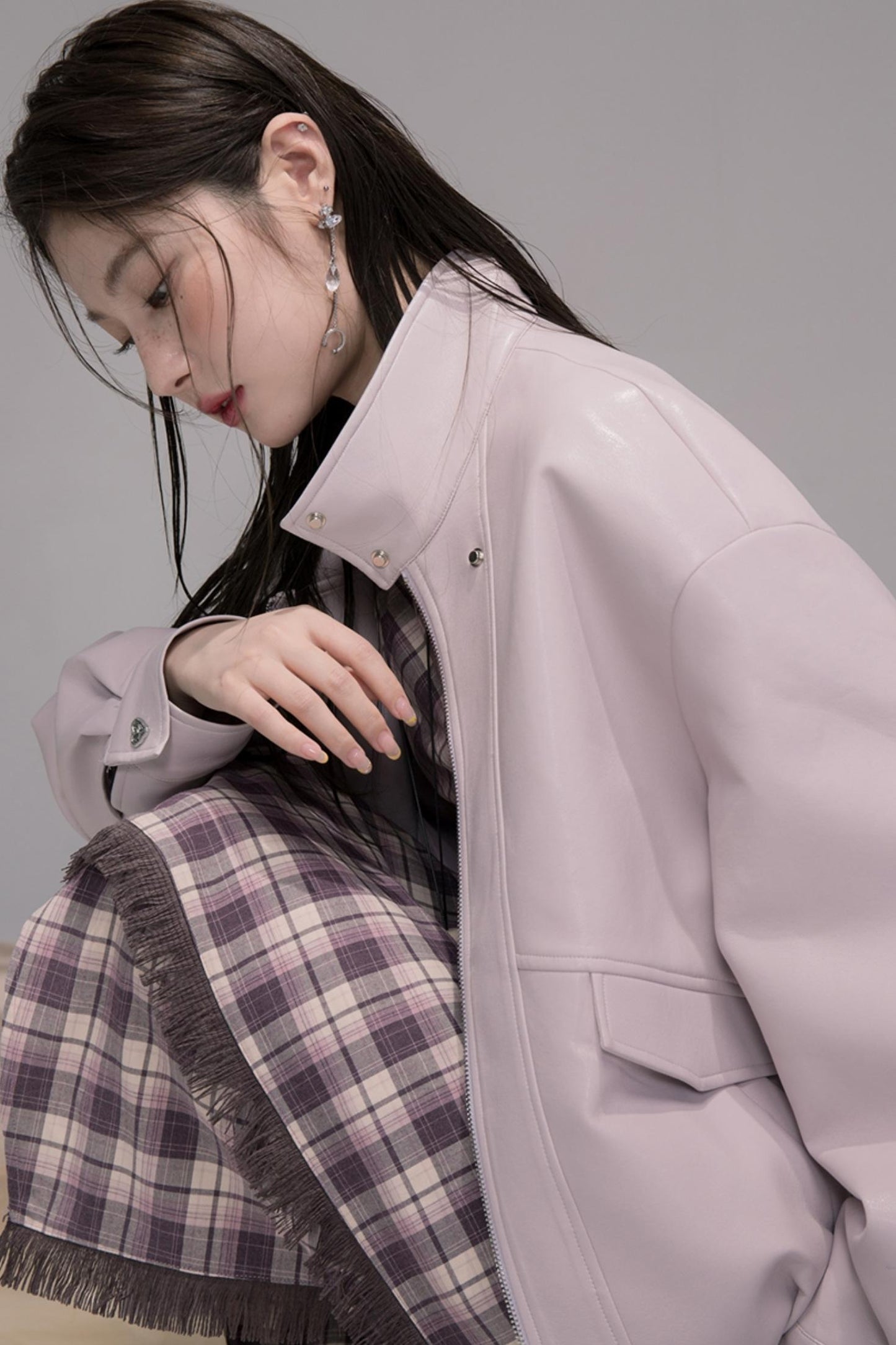 Dark Night Purple Plaid Fringe Dress