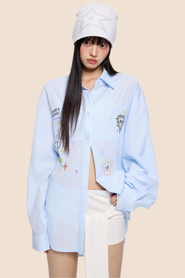 Striped Sunscreen Long Sleeve Shirt