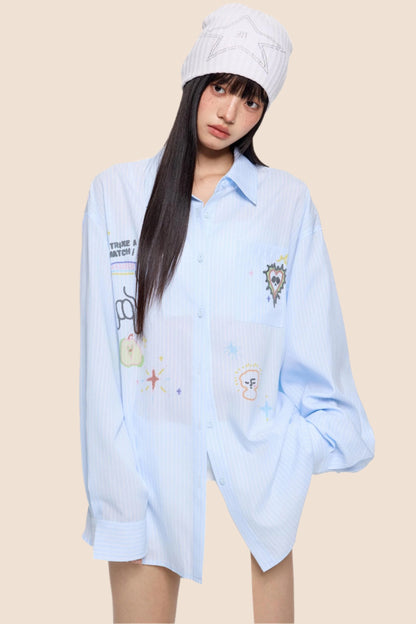 Striped Sunscreen Long Sleeve Shirt