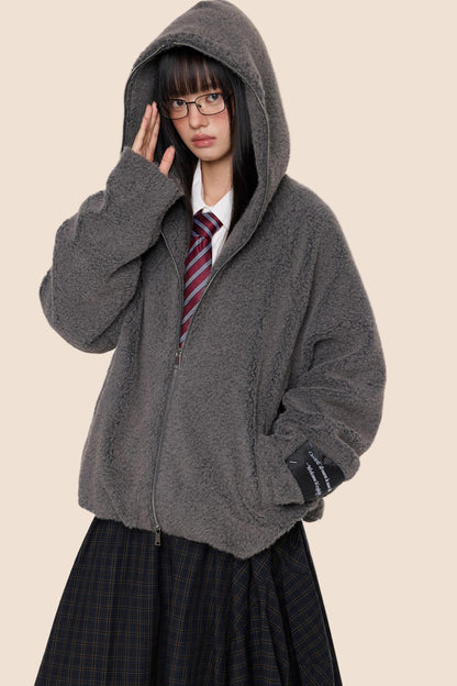 Lazy Retro Hooded Cardigan Jacket