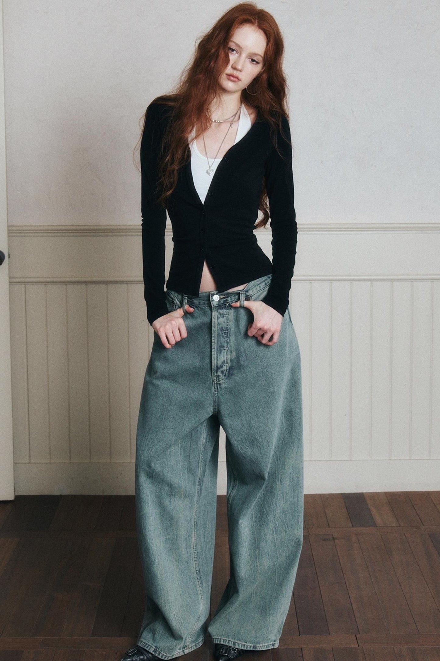 Layered Halterneck Knit Cardigan