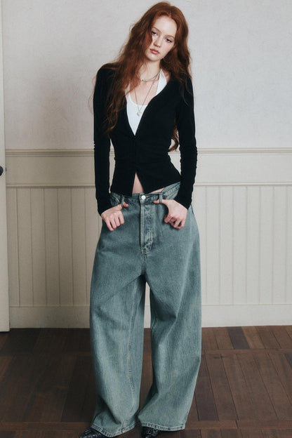 Layered Halterneck Knit Cardigan