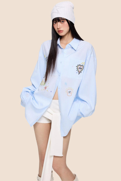 Striped Sunscreen Long Sleeve Shirt