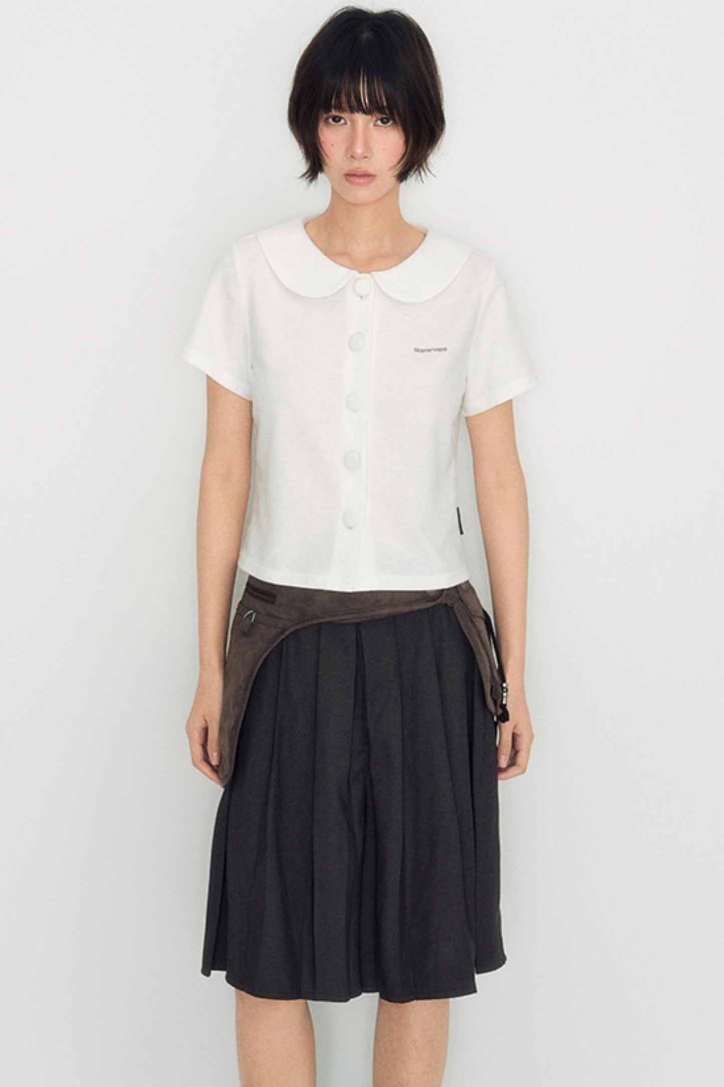 White Shoulder Crop Top