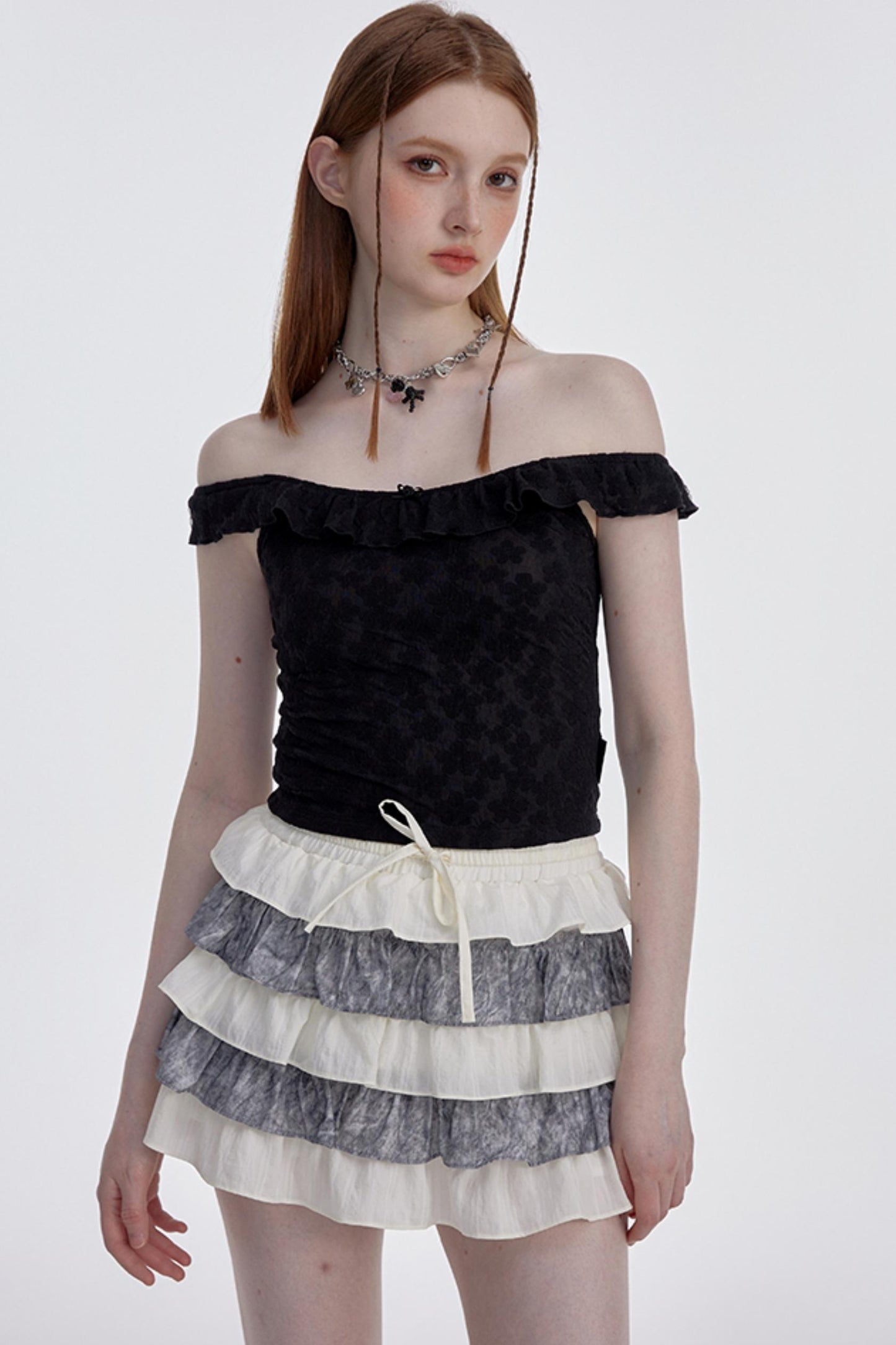 Floral Ruffled One-Shoulder Blouse