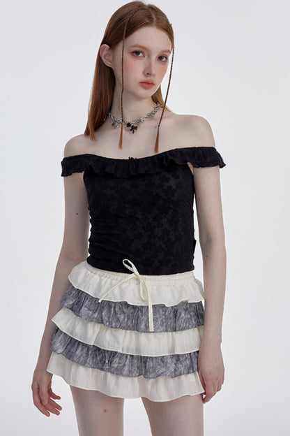 Floral Ruffled One-Shoulder Blouse