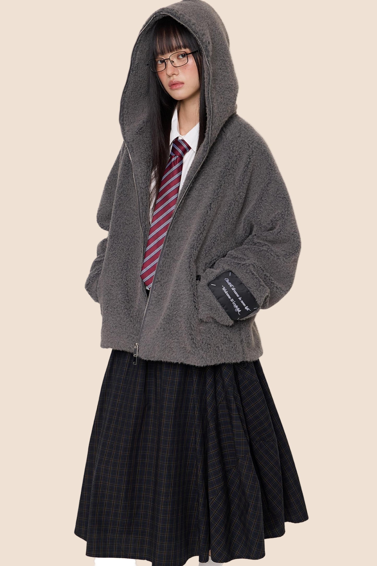 Lazy Retro Hooded Cardigan Jacket