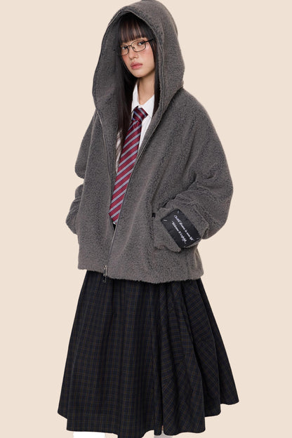 Lazy Retro Hooded Cardigan Jacket