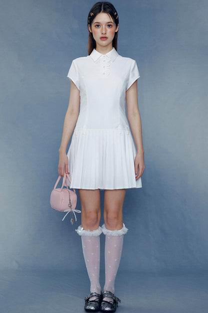 Lace Pleated Shirt Dress