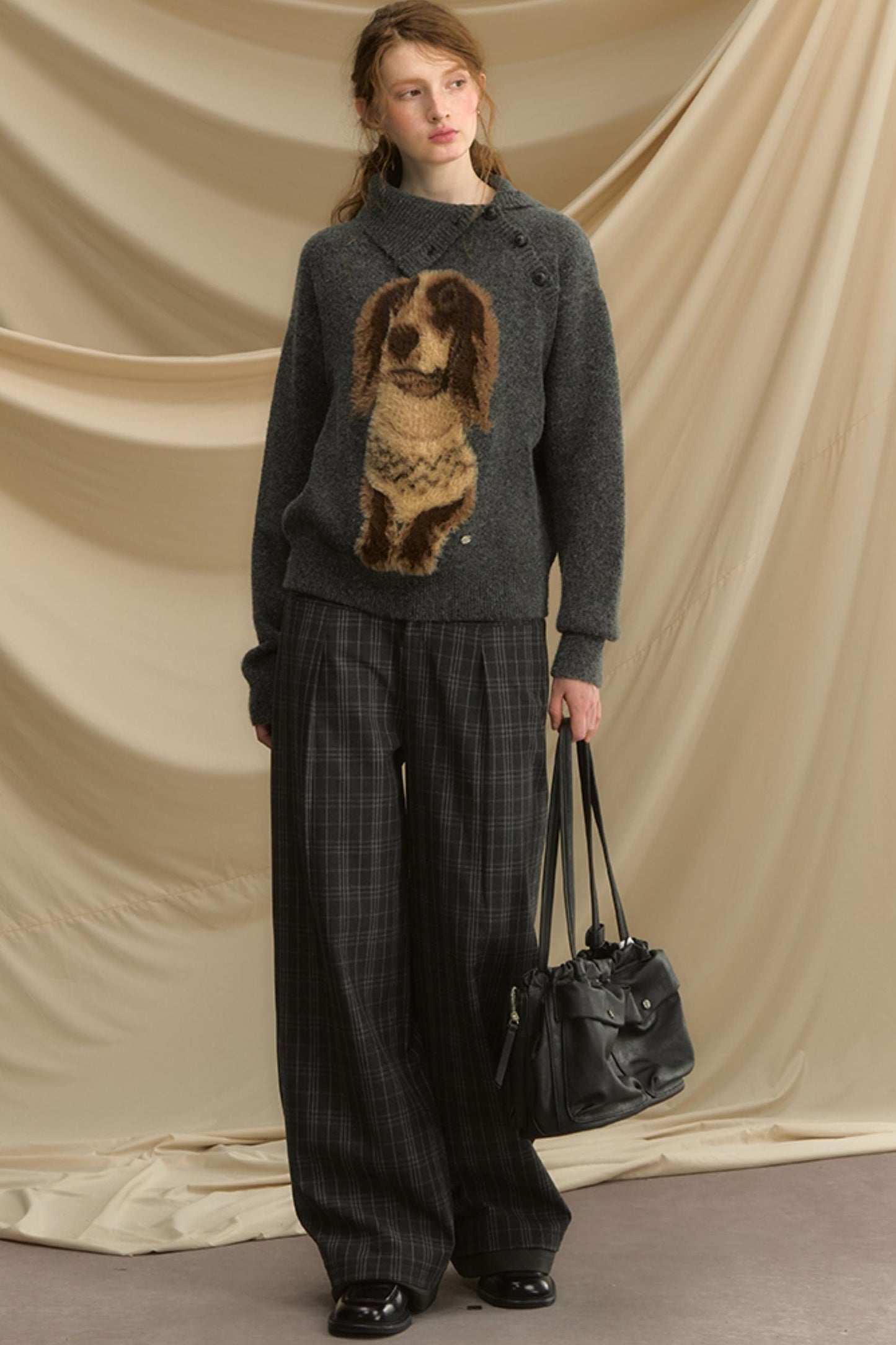 Autumn Puppy Retro Knitted Sweater