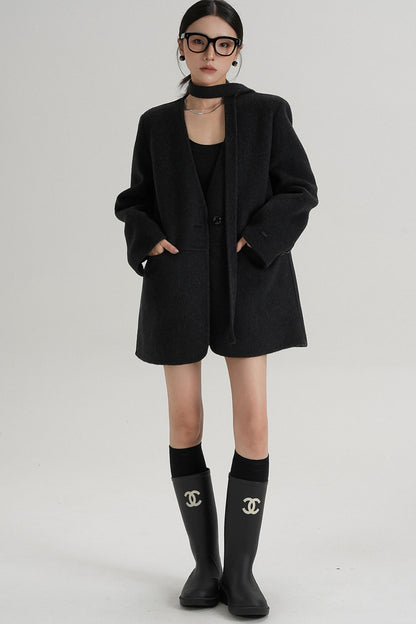 Elegant Mid-Length Wool Suit Coat