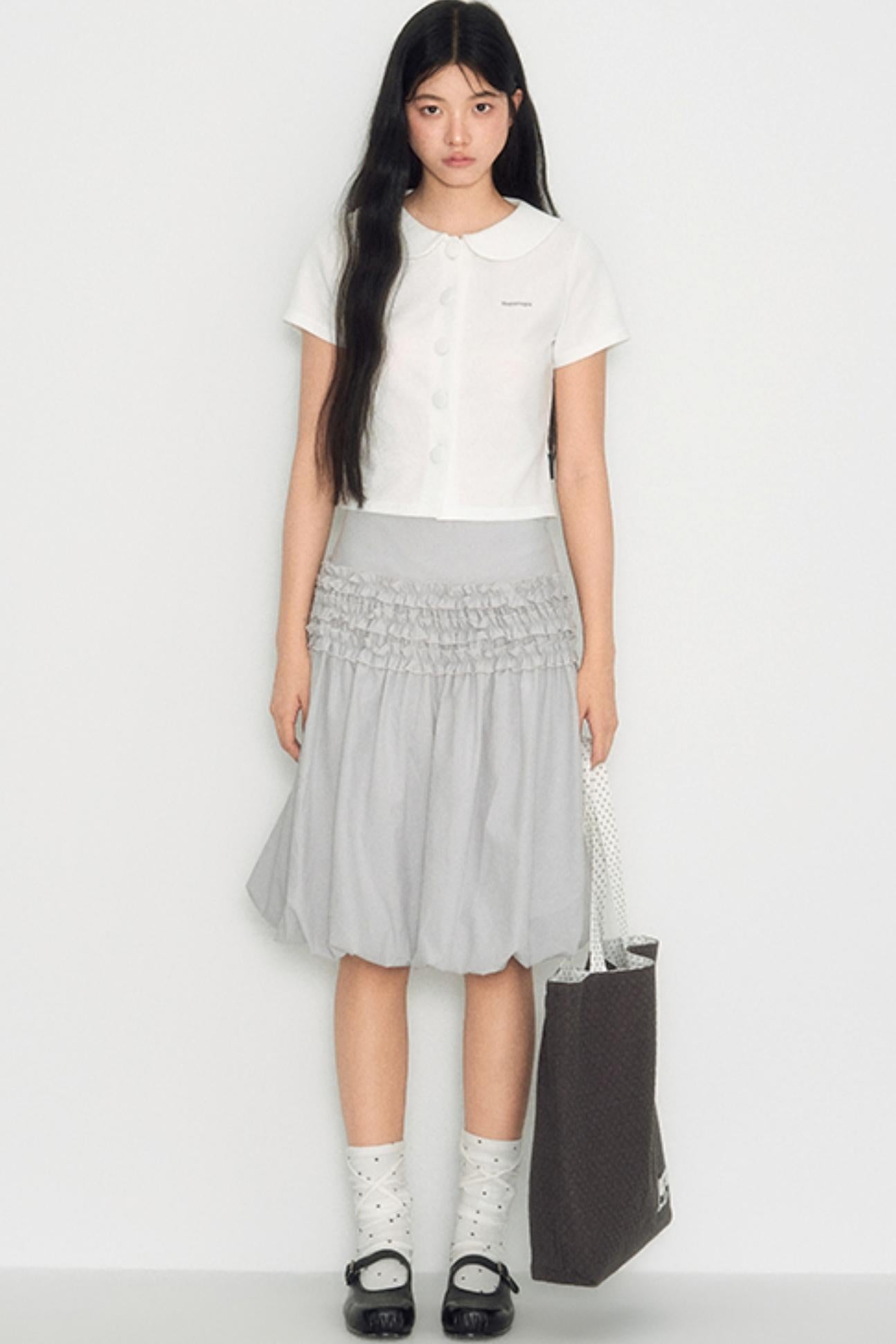 White Shoulder Crop Top