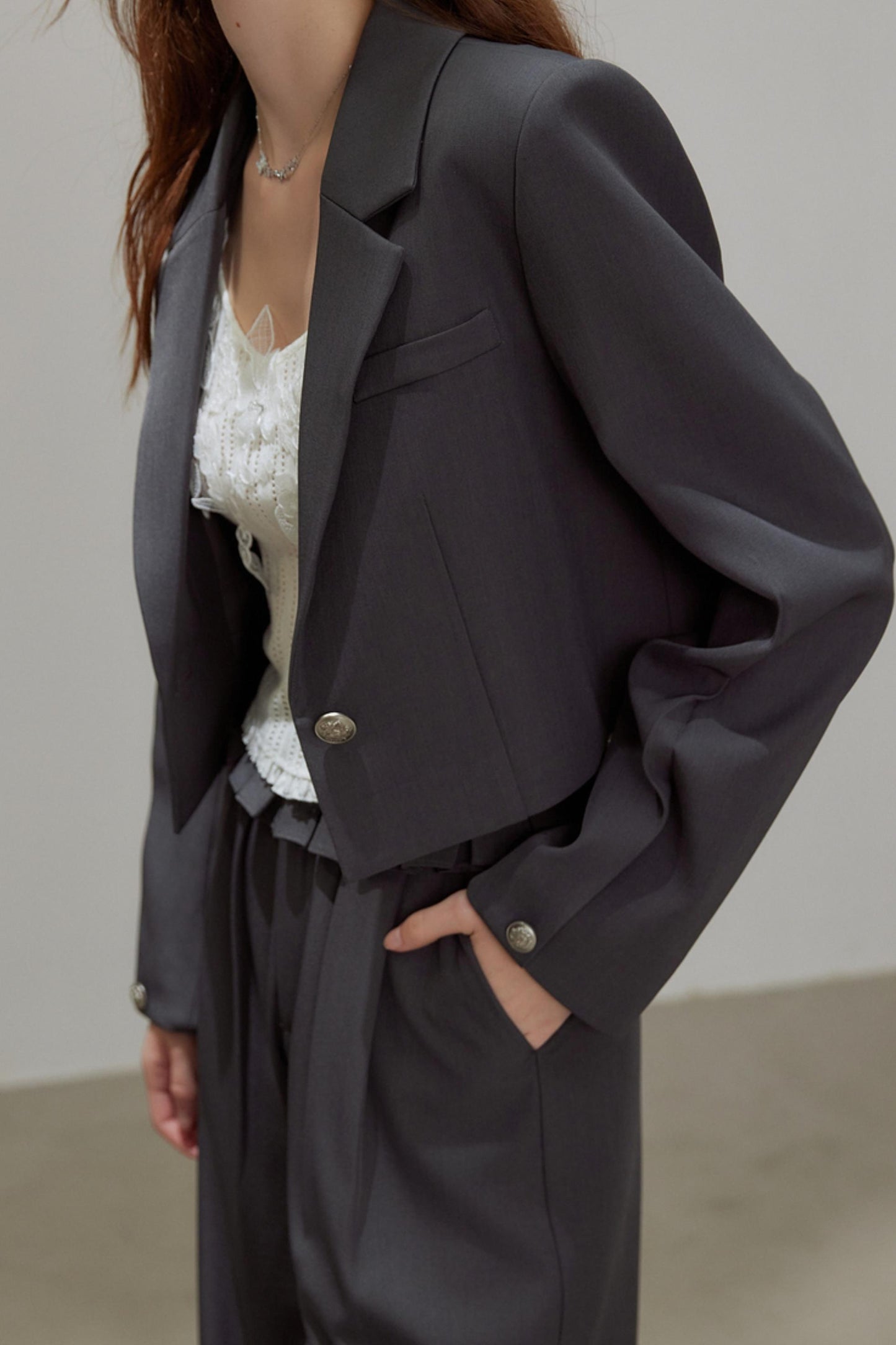 Autumn Gray Blazer Suit Set-Up