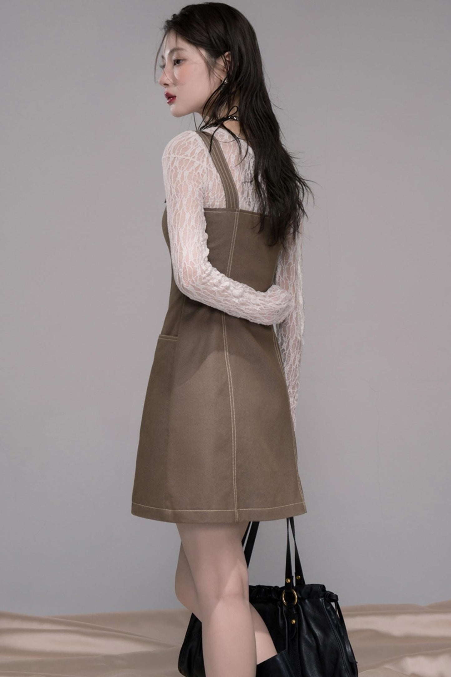 Small Waist Denim Suspender Dress