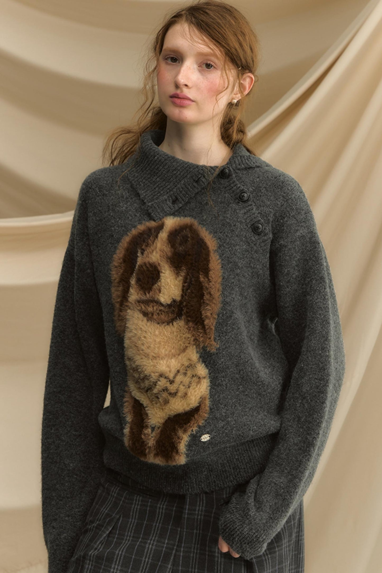 Autumn Puppy Retro Knitted Sweater